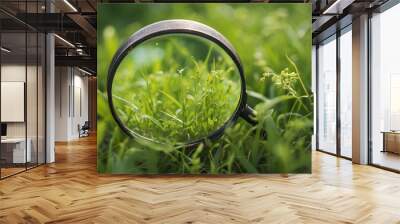 a magnifying glass magnifies the grass Wall mural