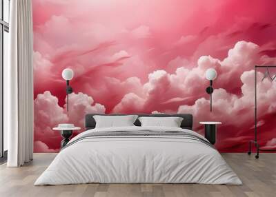 abstract pink Valentine's Day art pattern with a blurred red backdrop nubes Wall mural