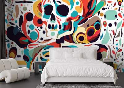 skull and crossbones in colorful and creative vector shapes illustration Wall mural