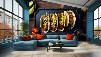 Top view delicious tacos arrangement	
 Wall mural