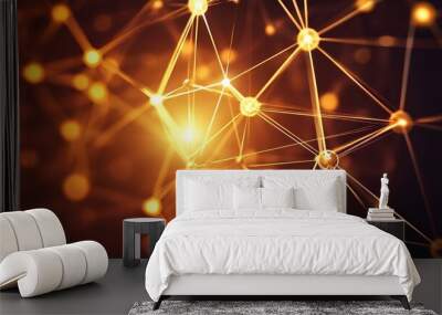 Abstract network with glowing light. Wall mural