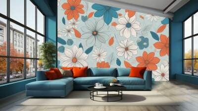 seamless pattern with flowers background Wall mural