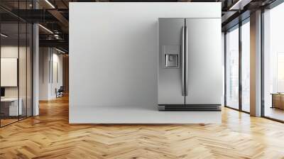 Stainless steel refrigerator in a modern kitchen. Wall mural