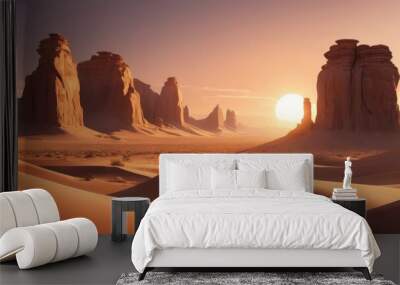 Sunset over the sand dunes of Monument Valley Wall mural