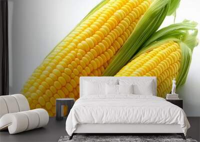 Two ears of corn on a white background. Wall mural