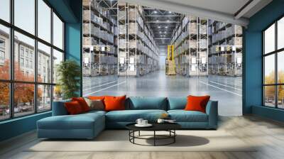 Huge distribution warehouse with high shelves Wall mural