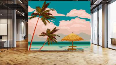 Travel poster Maldives tropical resort vintage Wall mural