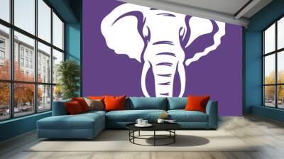 Illustration of Elephant Head Portrait isolated on Purple Background Wall mural