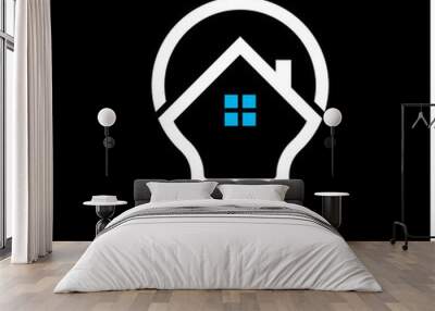 simple bulb with home vector logo Wall mural