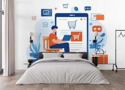 Seamless Online Shopping Experience: Secure Payments, Order Tracking, Instant Notifications Interface Wall mural