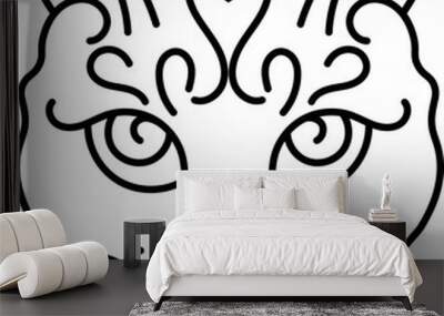 Minimal Line Art of Cat Face Wall mural