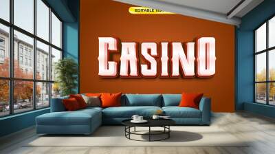 casino 3d text effect with vintage and classic theme. red typography template for casino game or film tittle. Wall mural