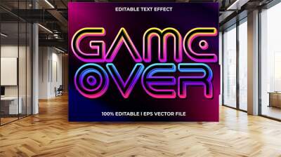 Game over 3d text effect and editable text, template 3d style use for games tittle Wall mural