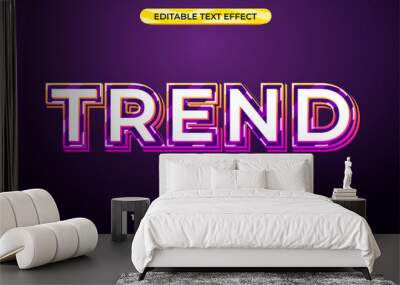 trend 3d text effect with neon theme. colorful typography template for modern tittle Wall mural