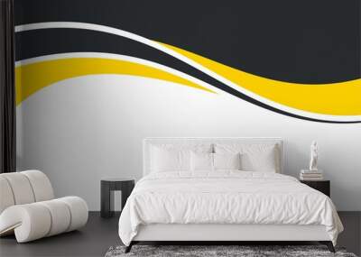 Abstract Yellow Black Wave Background Design with Empty Space for Text Template Vector Wall mural