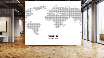 black halftone dotted world map illustration vector Wall mural