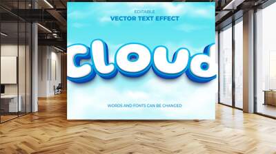 cloud editable text effect with realistic blue sky background Wall mural