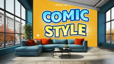 comic style editable 3d text effect Wall mural