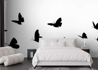 flock of butterflies silhouette illustration Wall mural