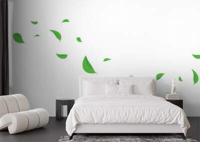 green leaves flying on wind illustration Wall mural