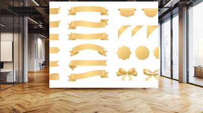 realistic shiny gold ribbon banner collection  Wall mural