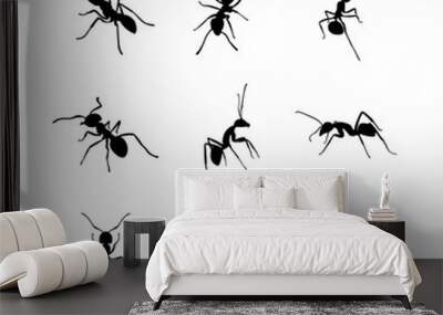 silhouettes of ants in different poses, ant vector Wall mural