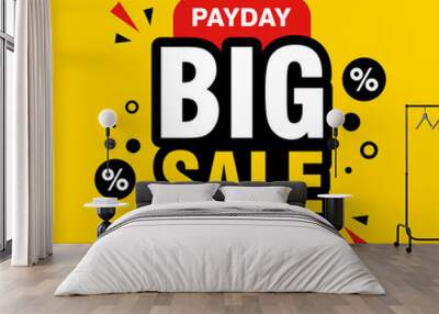 Simple Flat Payday Big Sale Banner with Yellow Background Design, Discount Offer Banner Template Vector for Advertising, Social Media, Web Banner Wall mural