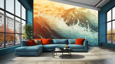 Abstract waves crashing on a digital shore Wall mural