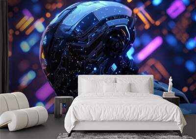 AI robot with circuits backgrounds, artificial intelligent Wall mural