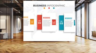 Three steps infographics banner design template Wall mural