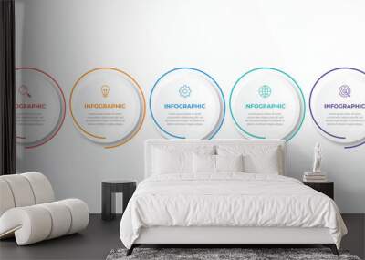 Vector Infographic label design template with icons and 5 options or steps. Wall mural