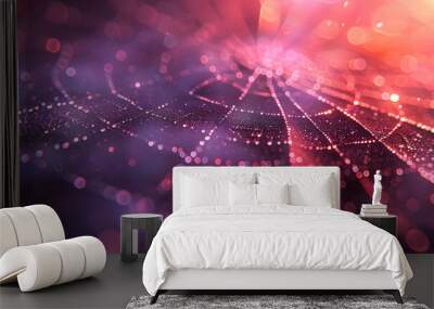 Digital spider web green and violet 3D rendering High quality photo Wall mural