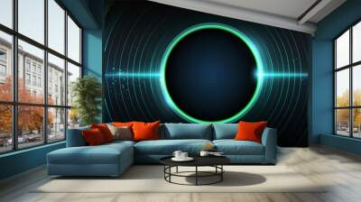 Abstract glowing background with circular space. Abstract background with glowing circles. Dark theme. Copy space Wall mural