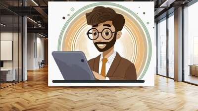 businessman working on laptop Wall mural