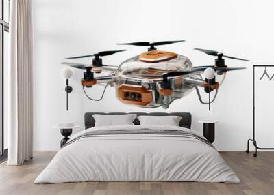 Small Orange and Black Drone With Clear Protective Cover Wall mural