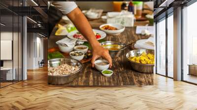 Indonesian Balinese cooking class, ingredients on the table Wall mural