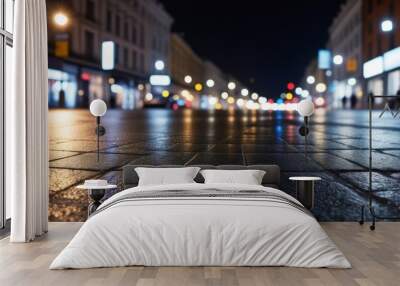 close up view of a street with bokeh Wall mural