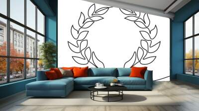 laurel wreath one line continuous vector  illustration. Single line laurel wreath icon Wall mural