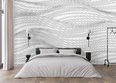 Abstract dot wave pattern. Wavy dots border, thin dotted line, particle soundwave, halftone lines, stripe motion Wall mural