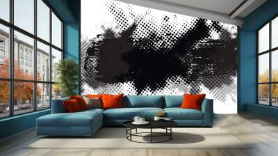 Glitch distorted geometric shape . Noise destroyed logo . Trendy defect error shapes . Glitched frame .Grunge textured . Distressed effect .Vector shapes with a halftone dots screen print texture. Wall mural