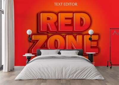 red zone 3 dimension emboss cartoon style Wall mural