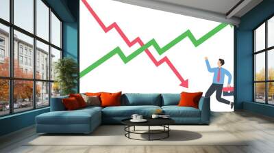 A businessman looks at a stock market graph and exchange concept,
 Wall mural