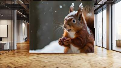 squirrel eating nut in a park
 Wall mural