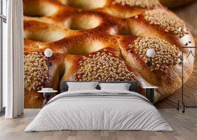 freshly baked bread sesame on it Wall mural