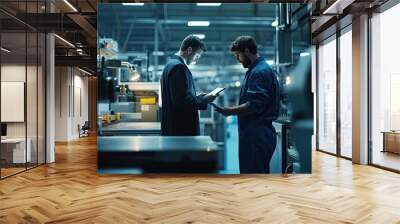 Business Professionals Collaborating in a Factory Setting Wall mural