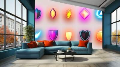 Colorful Fantasy Icons for Game Design and UI Elements Wall mural