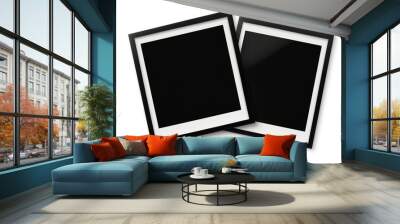 Two overlapping black square picture frames on white. Wall mural