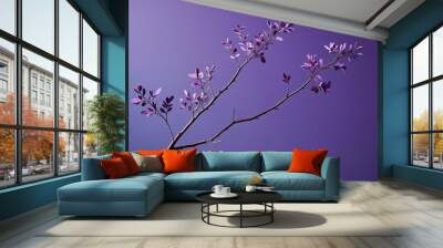 purple flowers are in a vase on a purple background Wall mural