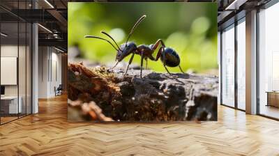 Black garden ant activity. Also known as the common black ant. Wall mural