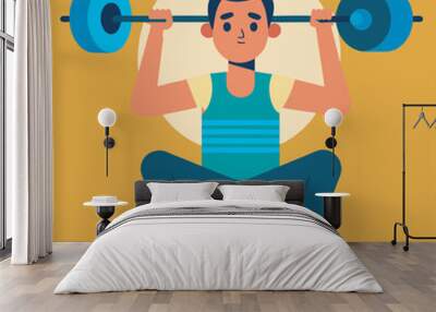 weight lifting sports gym training flat vector illustration design Wall mural